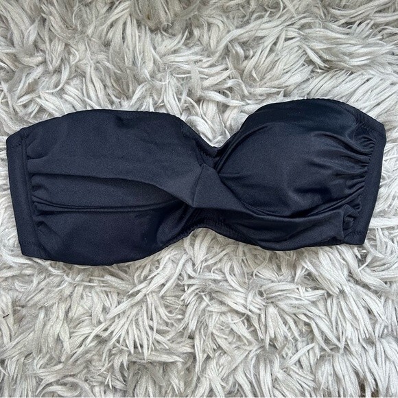 J. Crew Black Twist Bandeau Bikini Swim Top women’s size Small D Cup - Picture 2 of 5